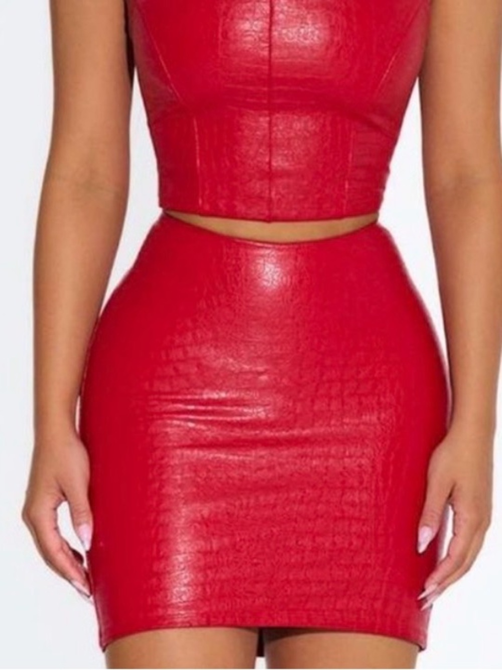Naked Wardrobe The Croc Embossed Faux
Leather Miniskirt